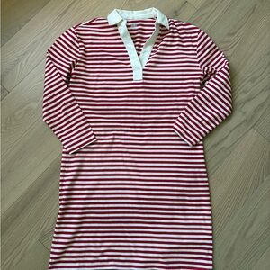 Lands' End Long Sleeve Dress in Red/White Stripe